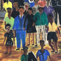 Marvelous Large 1940s Haitian Folk Art Painting of Funeral Procession