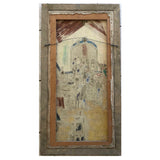 Marvelous Large 1940s Haitian Folk Art Painting of Funeral Procession