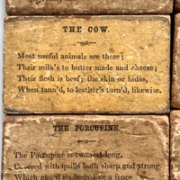 Victorian Wooden Animal Litho Blocks Set with Poems on Backs