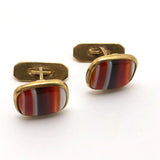Agate and 14K Vintage Gold Cufflinks