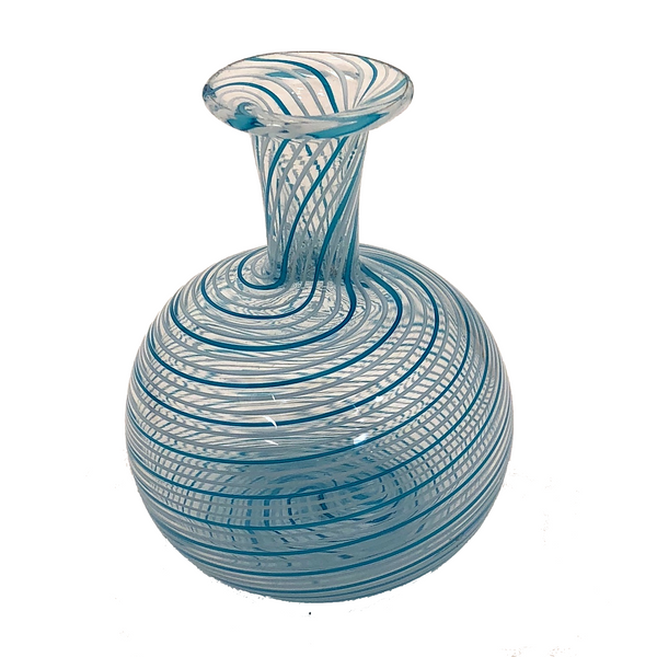 Murano Glass Blue and White Swirl Bud Vase