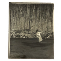 Glass Plate Negative of Woman Skating Figure Eights on Pond, 1890s