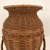 Large Penobscot Splint Ash and Sweetgrass Handled Basket Vase Presumed by Flo Shay