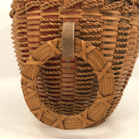 Large Penobscot Splint Ash and Sweetgrass Handled Basket Vase Presumed by Flo Shay