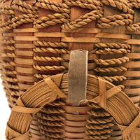 Large Penobscot Splint Ash and Sweetgrass Handled Basket Vase Presumed by Flo Shay