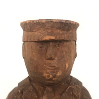 Old Carved Wooden Train Conductor with Terrific Patina