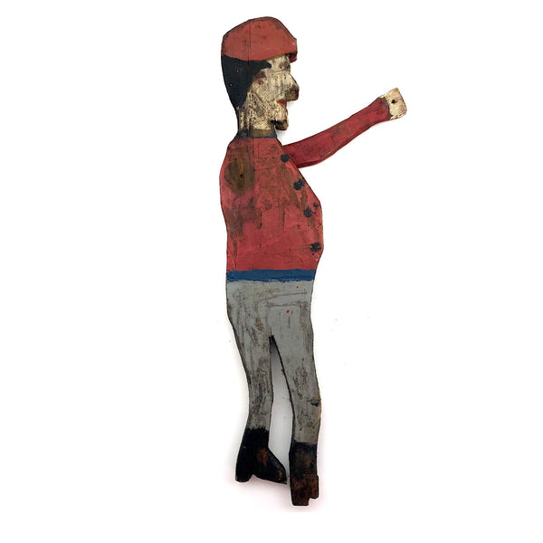 Empathetic One Armed Wooden Man in Red Cap