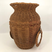 Large Penobscot Splint Ash and Sweetgrass Handled Basket Vase Presumed by Flo Shay