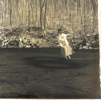 Glass Plate Negative of Woman Skating Figure Eights on Pond, 1890s