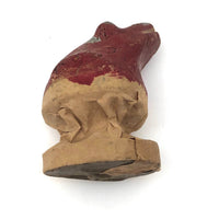 Little Antique Red and Silver Painted Papier Mache Frog Squeaker