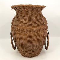 Large Penobscot Splint Ash and Sweetgrass Handled Basket Vase Presumed by Flo Shay