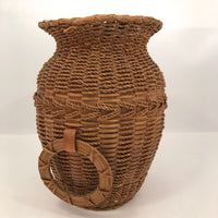 Large Penobscot Splint Ash and Sweetgrass Handled Basket Vase Presumed by Flo Shay