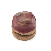 Little Antique Red and Silver Painted Papier Mache Frog Squeaker