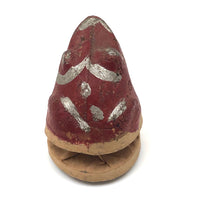 Little Antique Red and Silver Painted Papier Mache Frog Squeaker