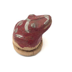 Little Antique Red and Silver Painted Papier Mache Frog Squeaker