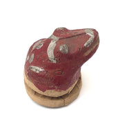Little Antique Red and Silver Painted Papier Mache Frog Squeaker