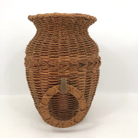 Large Penobscot Splint Ash and Sweetgrass Handled Basket Vase Presumed by Flo Shay