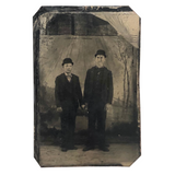 Two Boys in Bowlers, Antique Tintype
