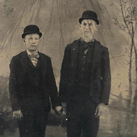 Two Boys in Bowlers, Antique Tintype