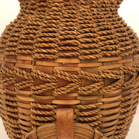 Large Penobscot Splint Ash and Sweetgrass Handled Basket Vase Presumed by Flo Shay