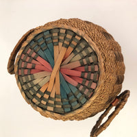 Large Penobscot Splint Ash and Sweetgrass Handled Basket Vase Presumed by Flo Shay