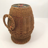 Large Penobscot Splint Ash and Sweetgrass Handled Basket Vase Presumed by Flo Shay