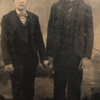 Two Boys in Bowlers, Antique Tintype