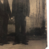 Two Boys in Bowlers, Antique Tintype