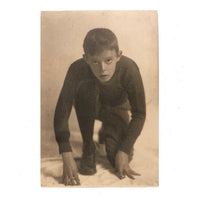 Vintage Photograph of Beautiful Crouched Boy