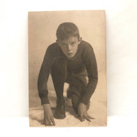 Vintage Photograph of Beautiful Crouched Boy