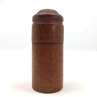 Turned Cylindrical Wooden Box with Dark Finish and Rounded Lid