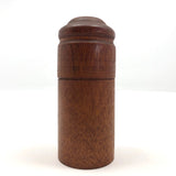 Turned Cylindrical Wooden Box with Dark Finish and Rounded Lid