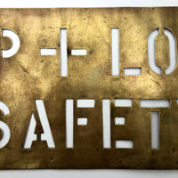 Stop + Look = Safety Old Brass Sign Making Stencil