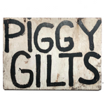 Piggy Gilts Black on White Hand-painted Wooden Sign