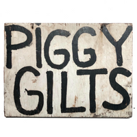 Piggy Gilts Black on White Hand-painted Wooden Sign