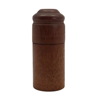 Turned Cylindrical Wooden Box with Dark Finish and Rounded Lid