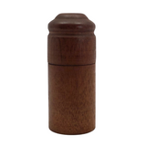 Turned Cylindrical Wooden Box with Dark Finish and Rounded Lid
