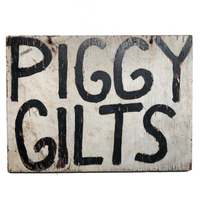 Piggy Gilts Black on White Hand-painted Wooden Sign