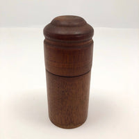 Turned Cylindrical Wooden Box with Dark Finish and Rounded Lid