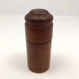 Turned Cylindrical Wooden Box with Dark Finish and Rounded Lid