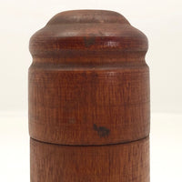 Turned Cylindrical Wooden Box with Dark Finish and Rounded Lid