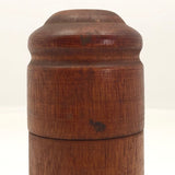 Turned Cylindrical Wooden Box with Dark Finish and Rounded Lid