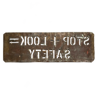 Stop + Look = Safety Old Brass Sign Making Stencil