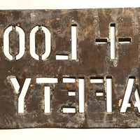 Stop + Look = Safety Old Brass Sign Making Stencil