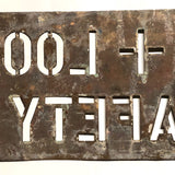 Stop + Look = Safety Old Brass Sign Making Stencil