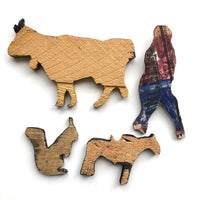 Handmade Cutout Wooden Animals, and Little Man!