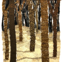 Signed Vintage Handwoven Wool Wall Hanging of Trees in Snow