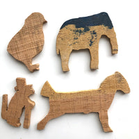 Handmade Cutout Wooden Animals, and Little Man!