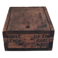 Antique Primitve Wooden Slide Top "House of Seven Gables" Box