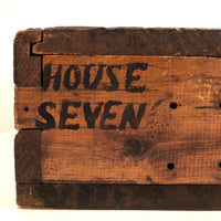 Antique Primitve Wooden Slide Top "House of Seven Gables" Box
